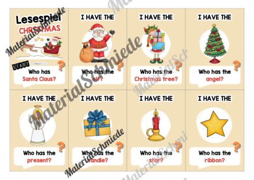 Weihnachten / Christmas: Lesespiel auf Englisch (Arbeitsblatt 01)