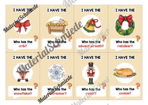 Weihnachten / Christmas: Lesespiel auf Englisch (Arbeitsblatt 02)