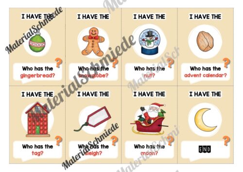 Weihnachten / Christmas: Lesespiel auf Englisch (Arbeitsblatt 04)