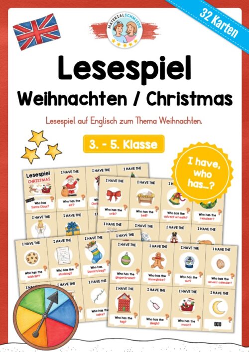 Weihnachten / Christmas: Lesespiel auf Englisch (32 Karten)