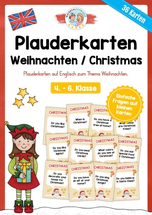 Weihnachten / Christmas: Plauderkarten auf Englisch (36 Stück)
