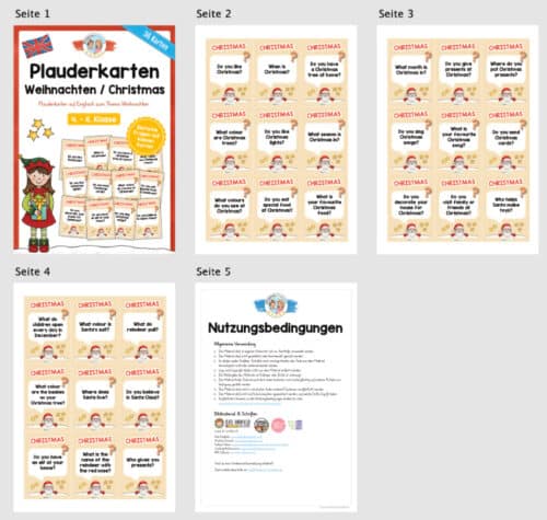 Weihnachten / Christmas: Plauderkarten auf Englisch (Überblick)