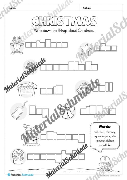 Materialpaket Weihnachten/Christmas auf Englisch (Arbeitsblatt 05)
