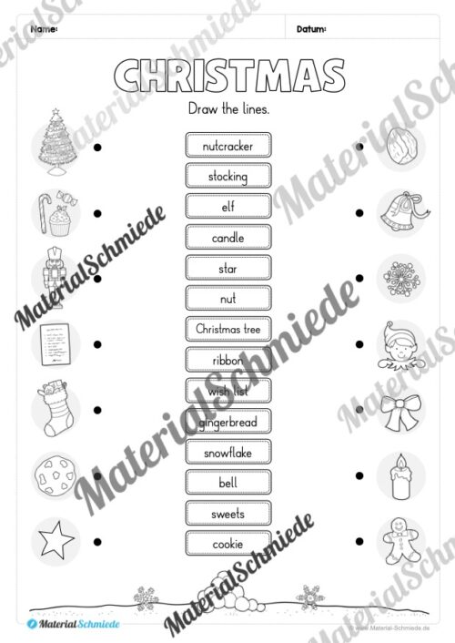 Materialpaket Weihnachten/Christmas auf Englisch (Arbeitsblatt 06)