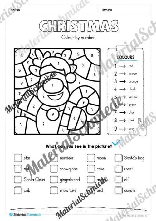 Materialpaket Weihnachten/Christmas auf Englisch (Arbeitsblatt 14)