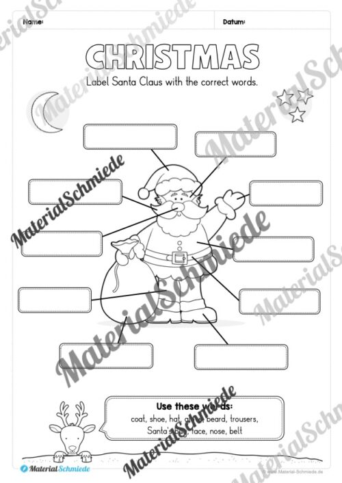 Materialpaket Weihnachten/Christmas auf Englisch (Arbeitsblatt 16)