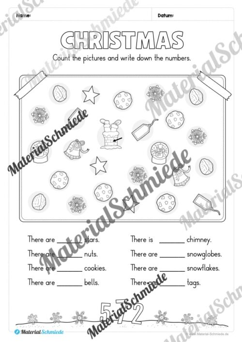 Materialpaket Weihnachten/Christmas auf Englisch (Arbeitsblatt 18)