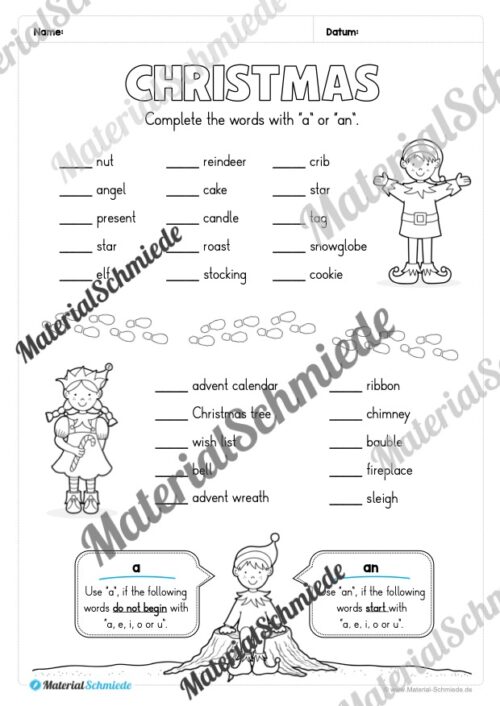 Materialpaket Weihnachten/Christmas auf Englisch (Arbeitsblatt 21)