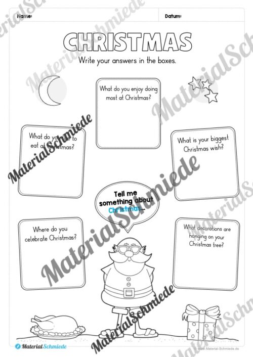 Materialpaket Weihnachten/Christmas auf Englisch (Arbeitsblatt 23)