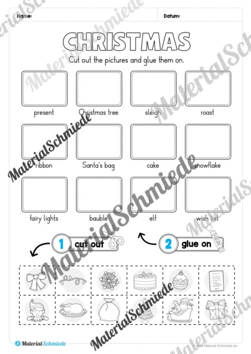 Materialpaket Weihnachten/Christmas auf Englisch (Arbeitsblatt 25)