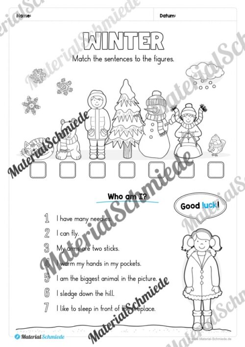 Workbook Winter auf Englisch (Arbeitsblatt 11)