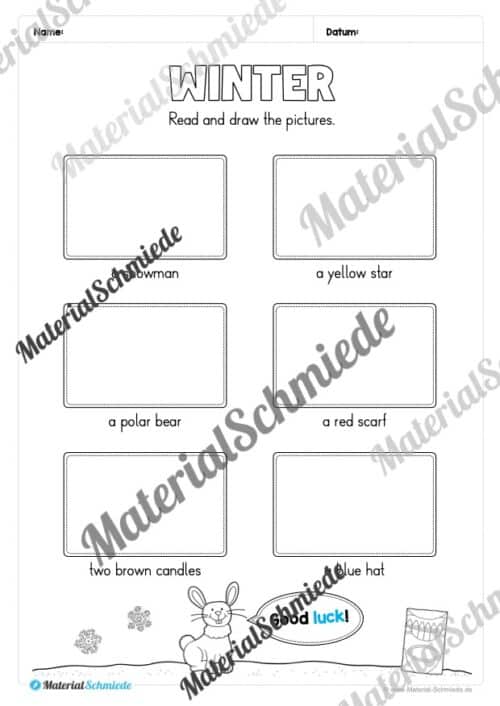 Workbook Winter auf Englisch (Arbeitsblatt 16)