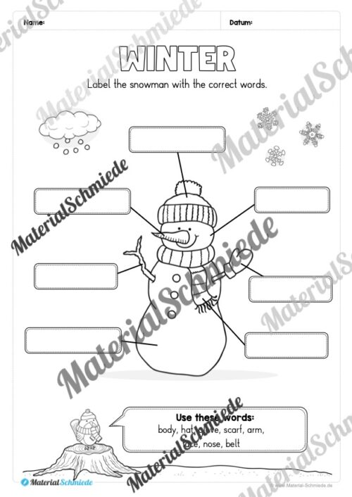 Workbook Winter auf Englisch (Arbeitsblatt 17)