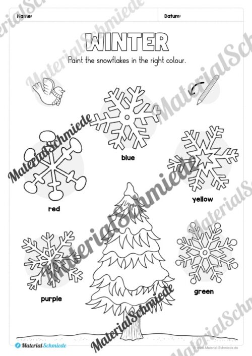 Workbook Winter auf Englisch (Arbeitsblatt 18)