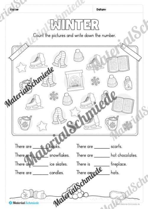 Workbook Winter auf Englisch (Arbeitsblatt 19)