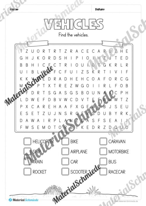 Thema Fahrzeuge / Vehicles im Englischunterricht (Vorschau 05)