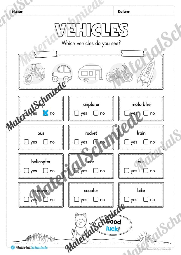 Thema Fahrzeuge / Vehicles im Englischunterricht (Vorschau 09)