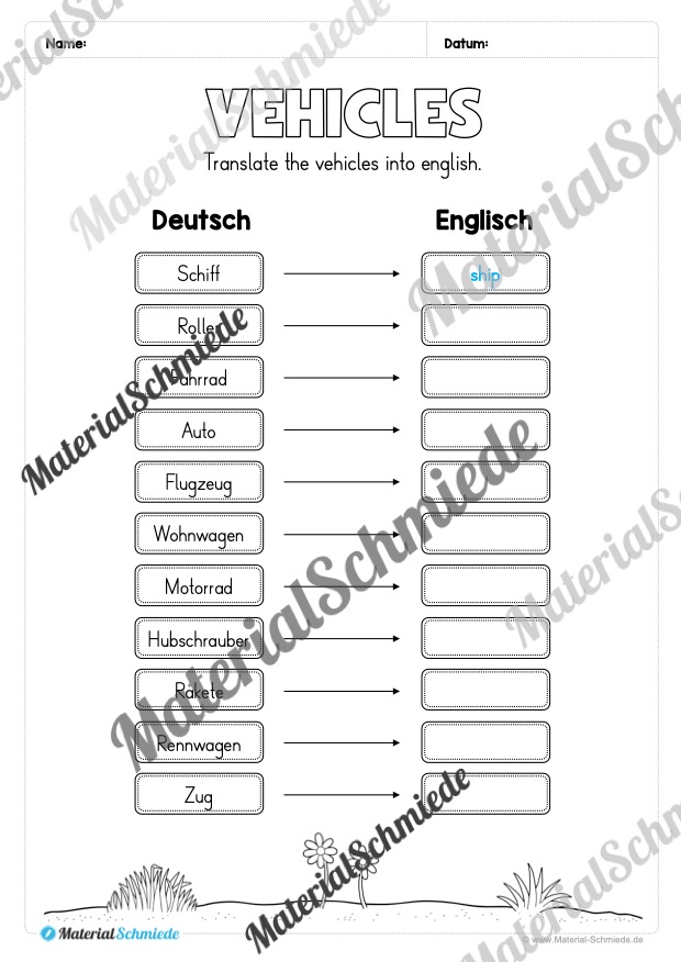 Thema Fahrzeuge / Vehicles im Englischunterricht (Vorschau 10)