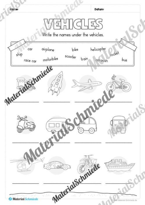 Thema Fahrzeuge / Vehicles im Englischunterricht (Vorschau 11)