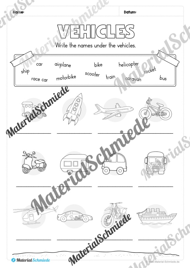 Thema Fahrzeuge / Vehicles im Englischunterricht (Vorschau 11)