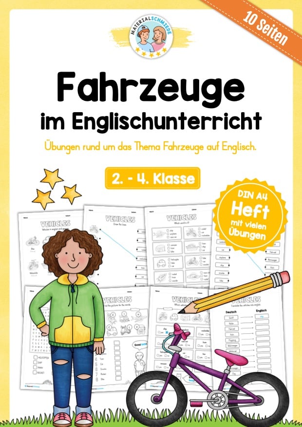 Thema Fahrzeuge / Vehicles im Englischunterricht (10 Arbeitsblätter)