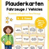 Fahrzeuge / Vehicles: Plauderkarten auf Englisch (36 Stück)