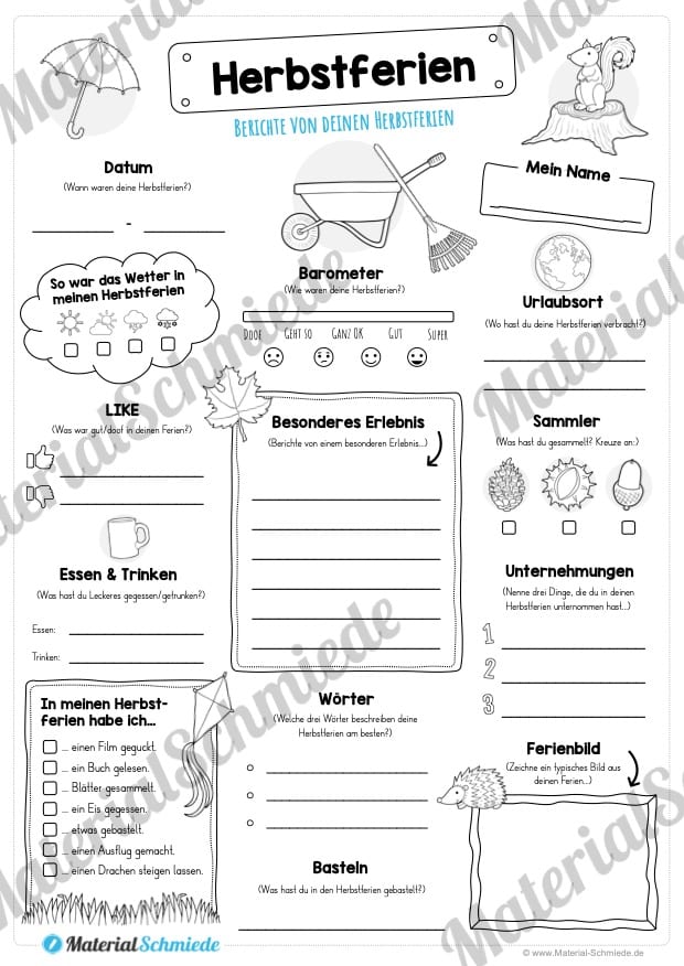 Steckbrief: Meine Herbstferien (Vorschau)