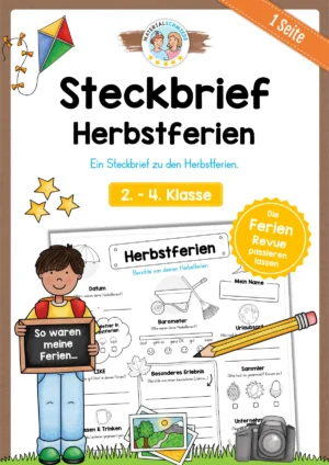 Steckbrief: Meine Herbstferien (2. - 4. Klasse)