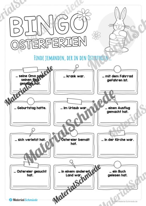 Bingo Osterferien (Arbeitsblatt)