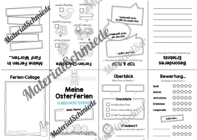 Faltheft Osterferien (Version mit Linien)