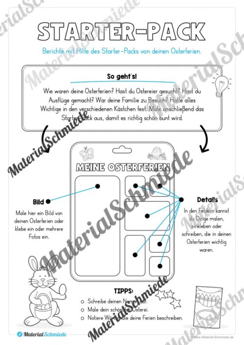 Osterferien: Starter-Pack (14 Seiten) - Arbeitsblatt 01