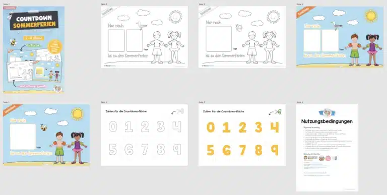 Sommerferien-Countdown (4 Vorlagen zum kostenlosen Download) – Überblick