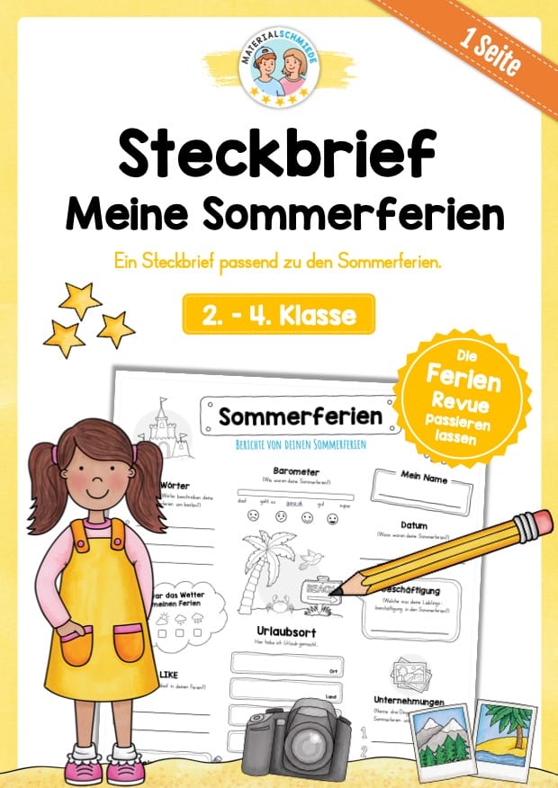 Steckbrief: Meine Sommerferien