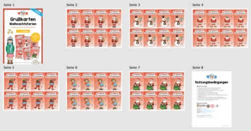 Kostenlose Grußkarten zu den Weihnachtsferien (6 Motive) - Überblick