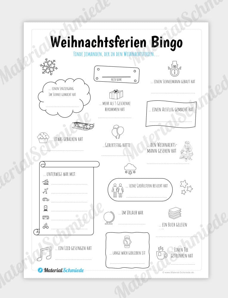 Bingo Weihnachtsferien