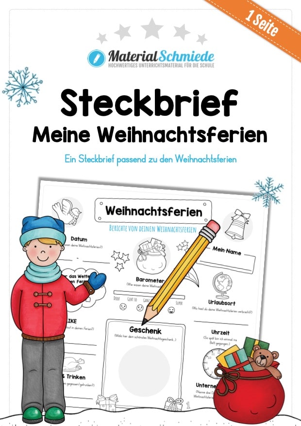 Steckbrief: Meine Weihnachtsferien