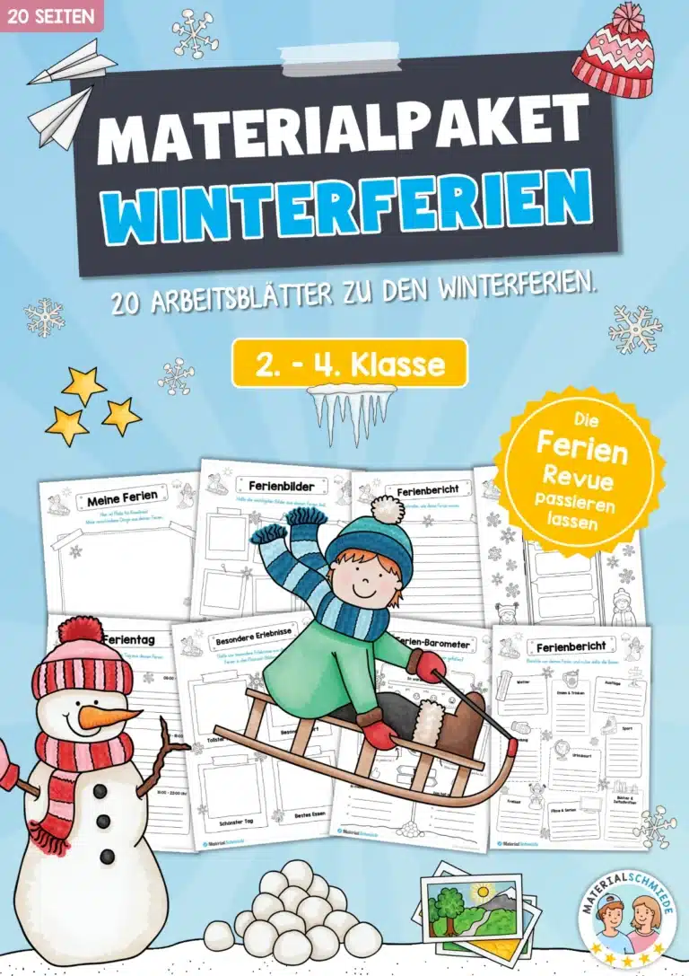20 Arbeitsblätter zu den Winterferien