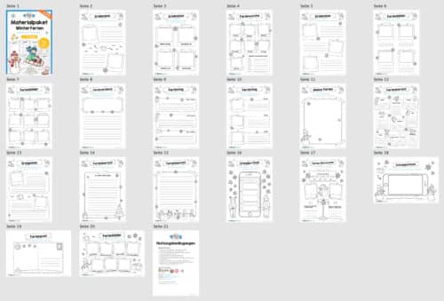 20 Arbeitsblätter zu den Winterferien (Überblick)