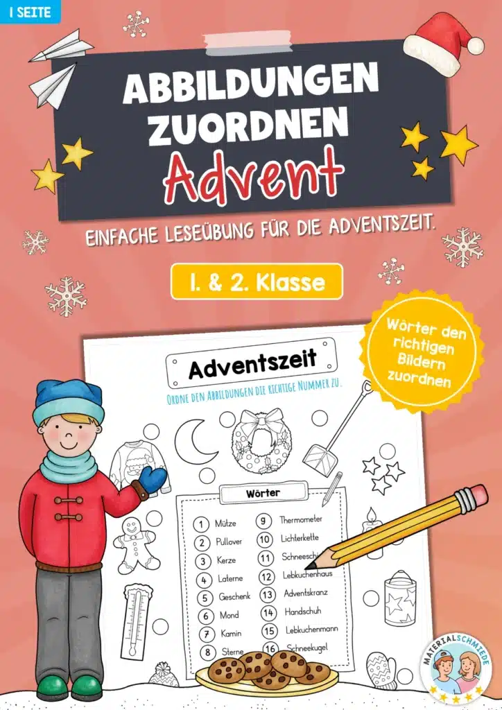 16 Abbildungen zum Advent zuordnen