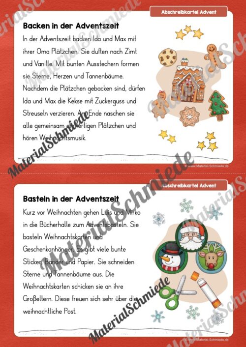 Abschreibkartei: Thema Advent (10 Karten mit Abschreibtexten) - Vorschau 04