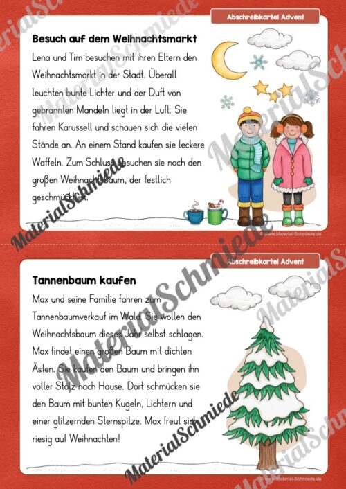 Abschreibkartei: Thema Advent (10 Karten mit Abschreibtexten) - Vorschau 05