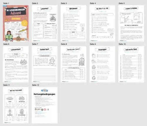 10 Leseübungen: Thema Advent (Lesen & Verstehen) - Überblick