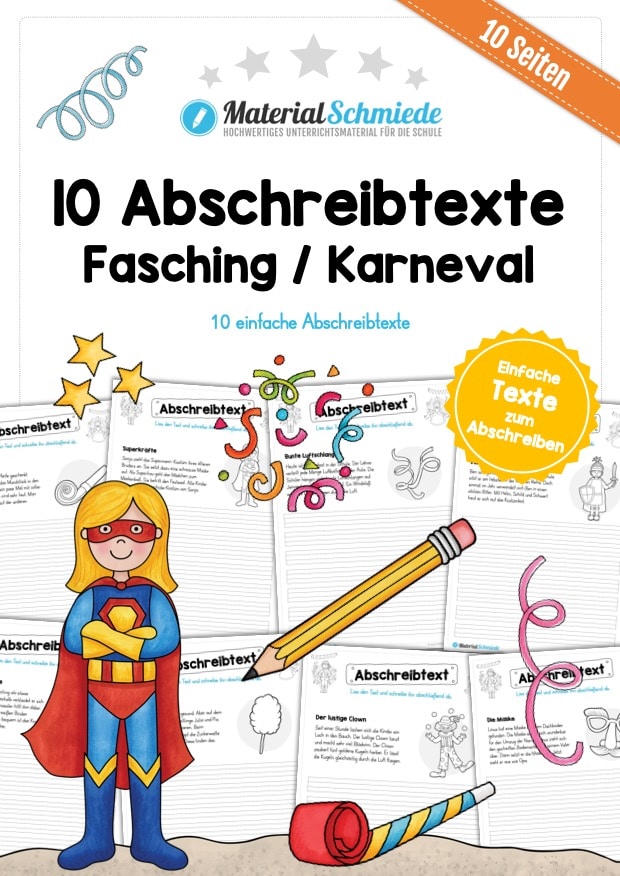 10 Abschreibtexte: Thema Fasching / Karneval