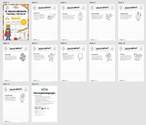 10 Abschreibtexte: Thema Fasching / Karneval (Überblick)