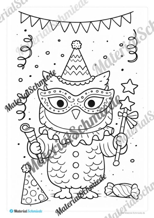 Ausmalbilder Fasching / Karneval - Arbeitsblatt 01