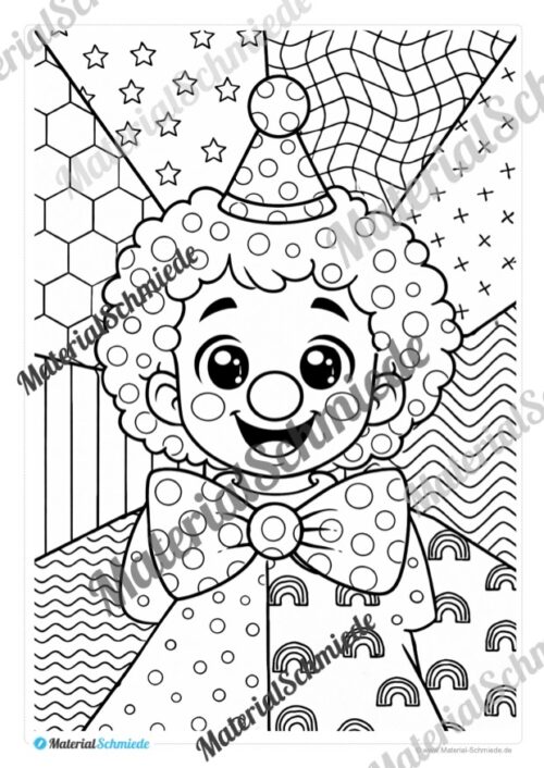 Ausmalbilder Fasching / Karneval - Arbeitsblatt 02