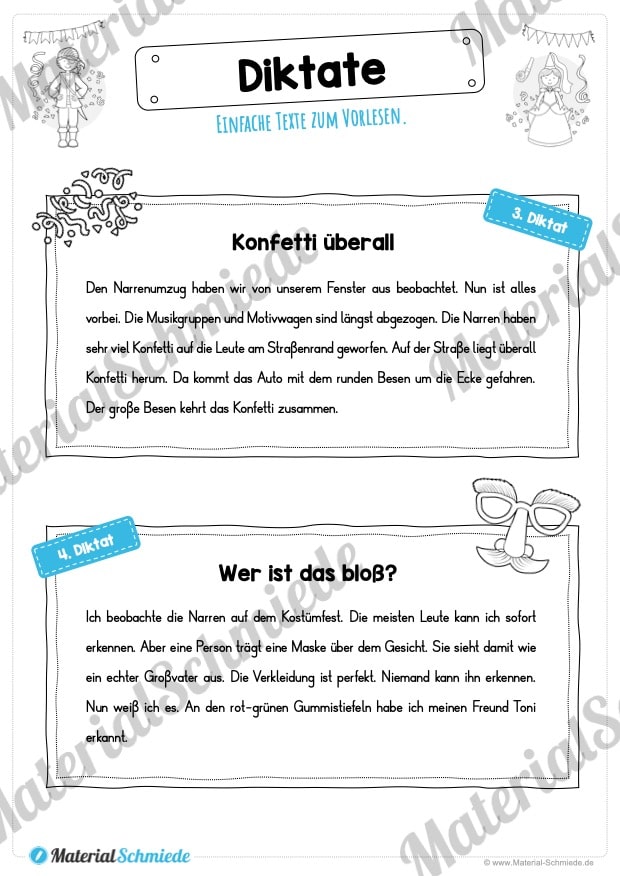 10 Diktate zum Fasching / Karneval (Vorschau 01)