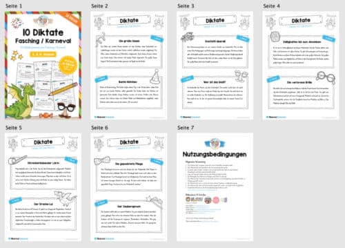 10 Diktate zum Fasching / Karneval (Überblick)