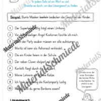 Leseübung Fasching/Karneval: Ein Wort zu viel (Arbeitsblatt 01)