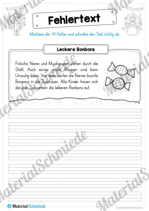 10 Fehlertexte zum Fasching / Karneval (Leckere Bonbons)